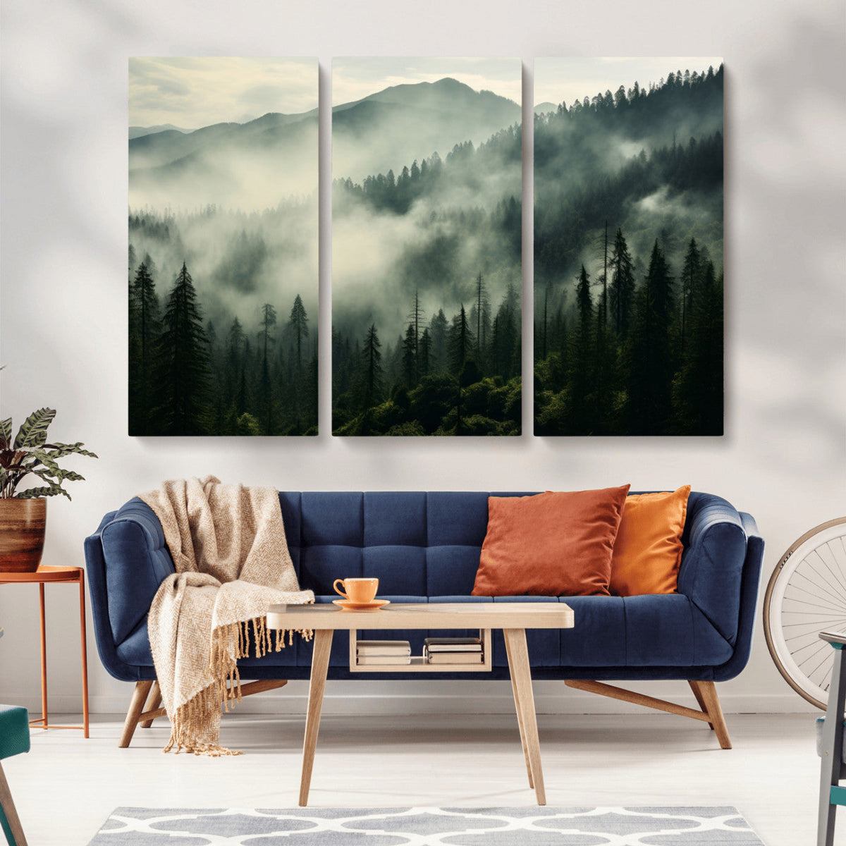 Captivating Misty Forest Wall Art Premium Canvas Print a