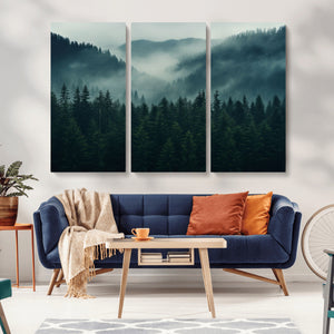 Captivating Misty Forest Wall Art Premium Canvas Print,