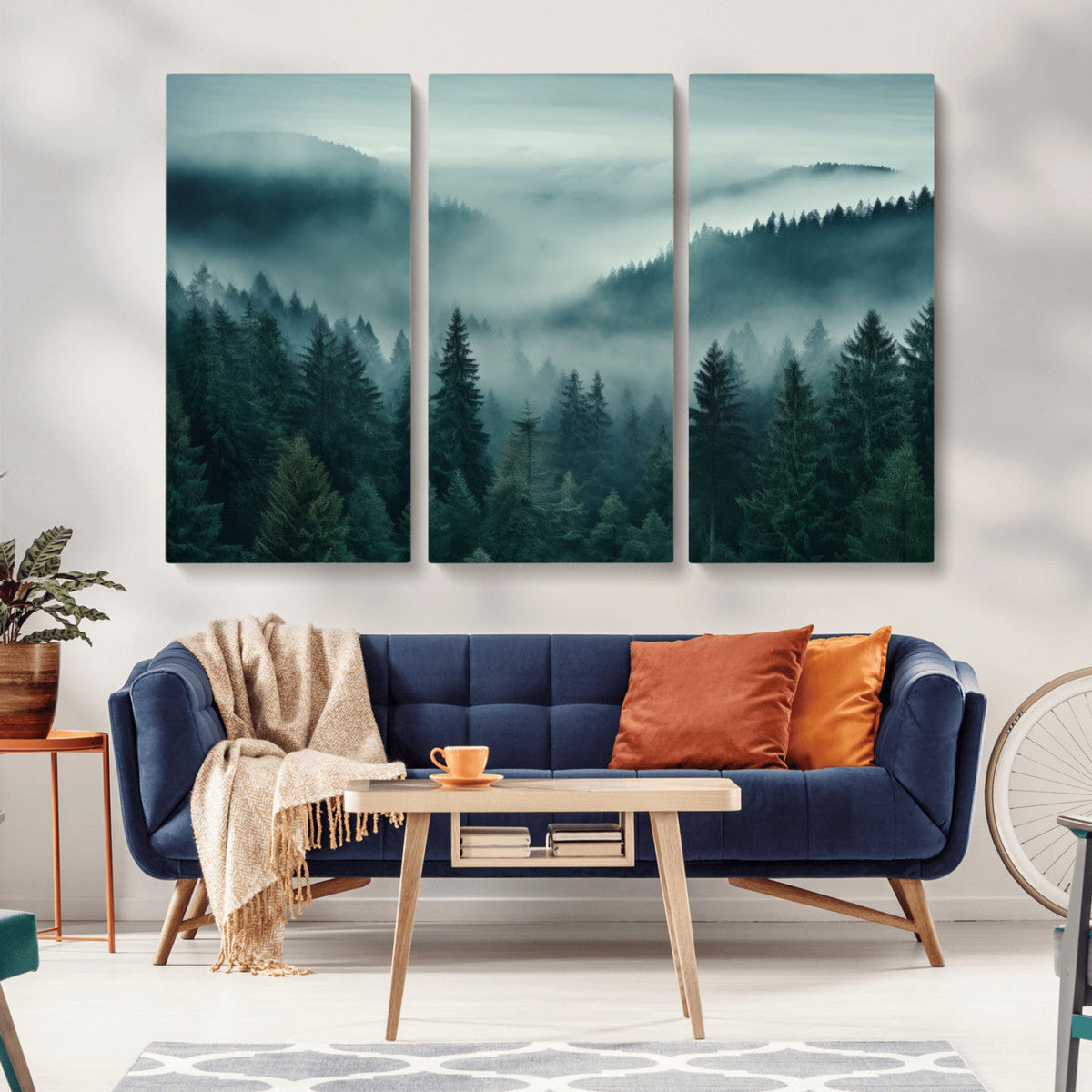 Captivating Misty Foggy Forest Wall Art Premium Canvas Print