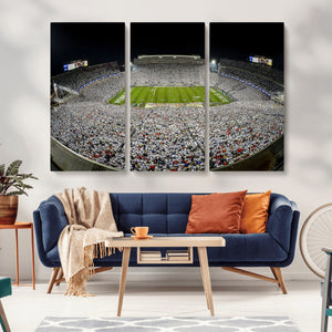 Beaver Stadium Night Game Triple Canvas Wall Art - Penn