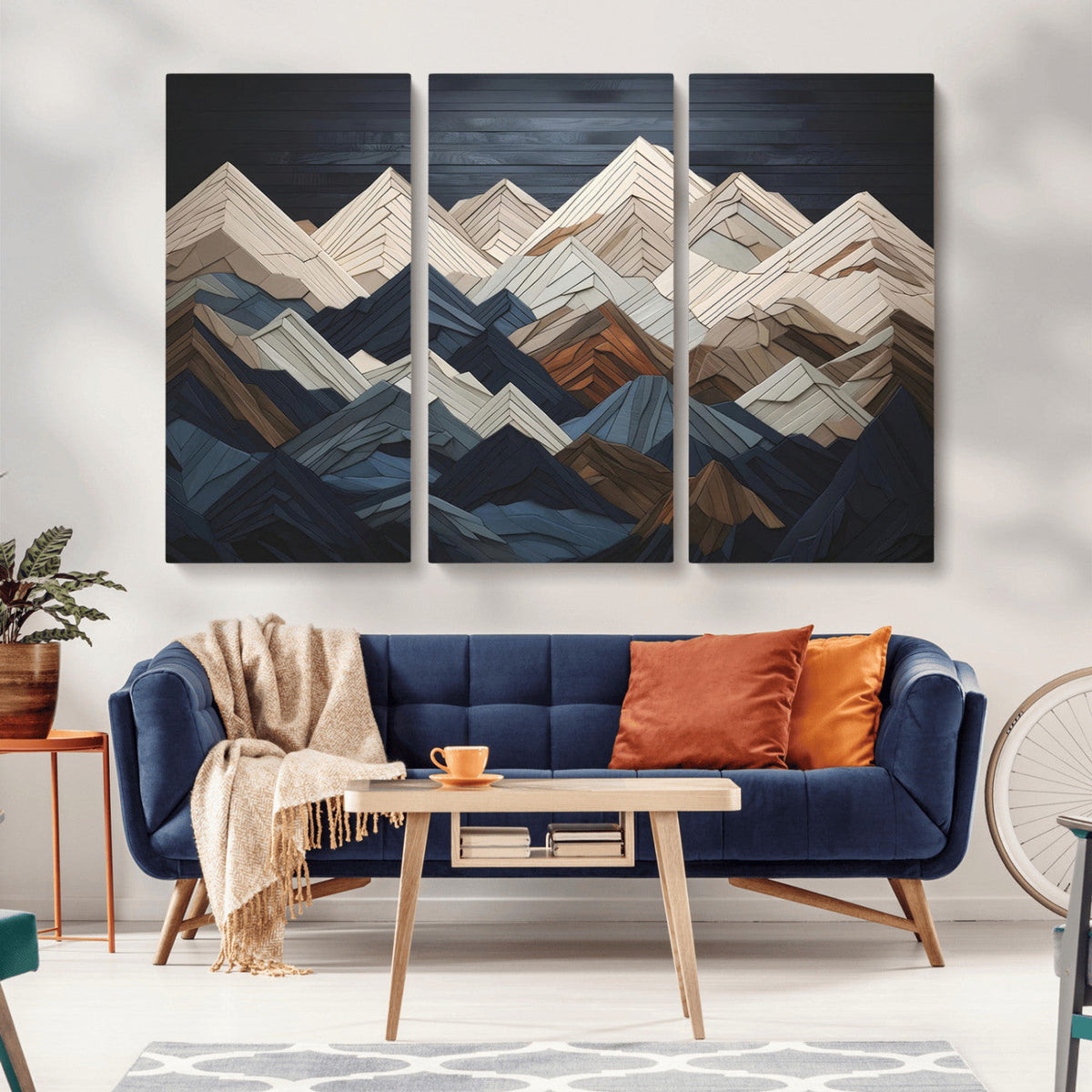 Mountain Wall Art – Modern Geometric Landscape Canvas Print,