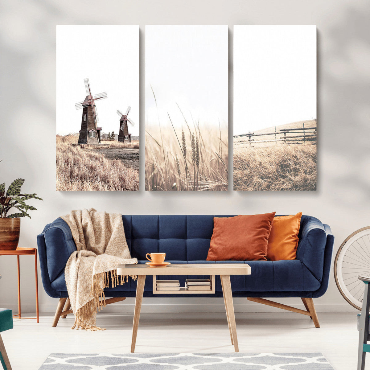 Farm Prints Set, Farmhouse Wall Art Canvas, Country House