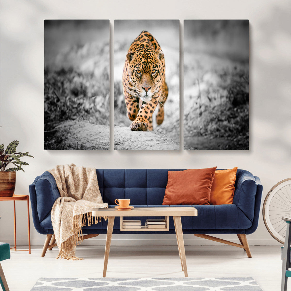 Jaguar Wall Art Canvas Print - Majestic Big Cat in Focused