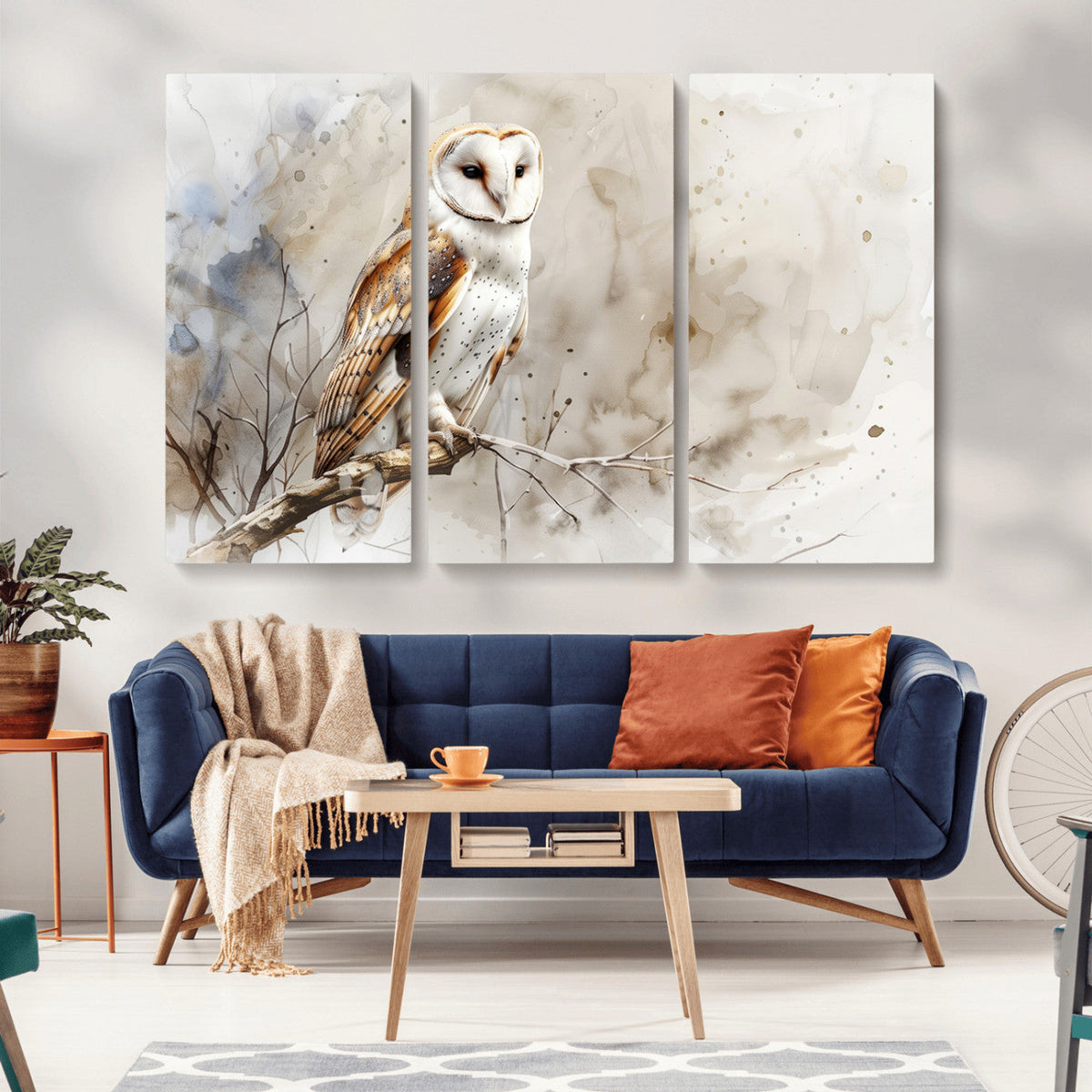 Barn Owl Wall Art | Watercolor Canvas Print | Perfect for