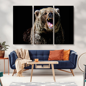 Grizzly Bear Canvas Print | Wildlife Wall Art for Cabin