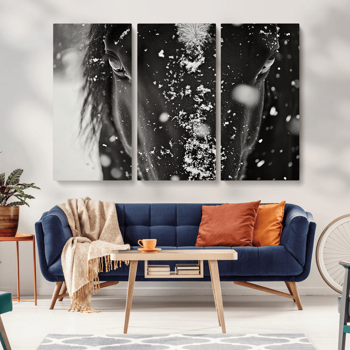 Winter Horse Snow Wall Art Canvas Print
