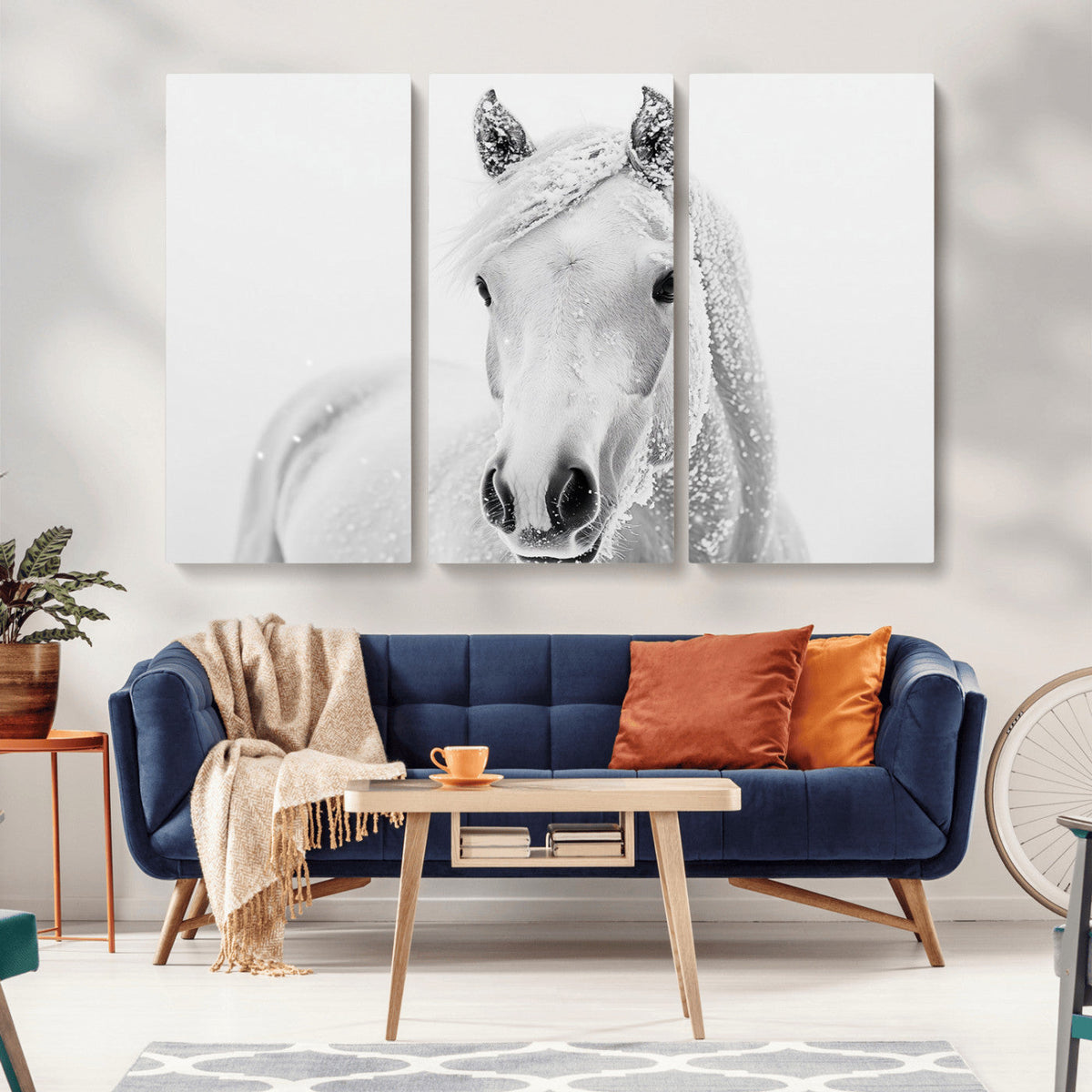 Majestic White Horse Wall Art | Ready to Hang and Framed |