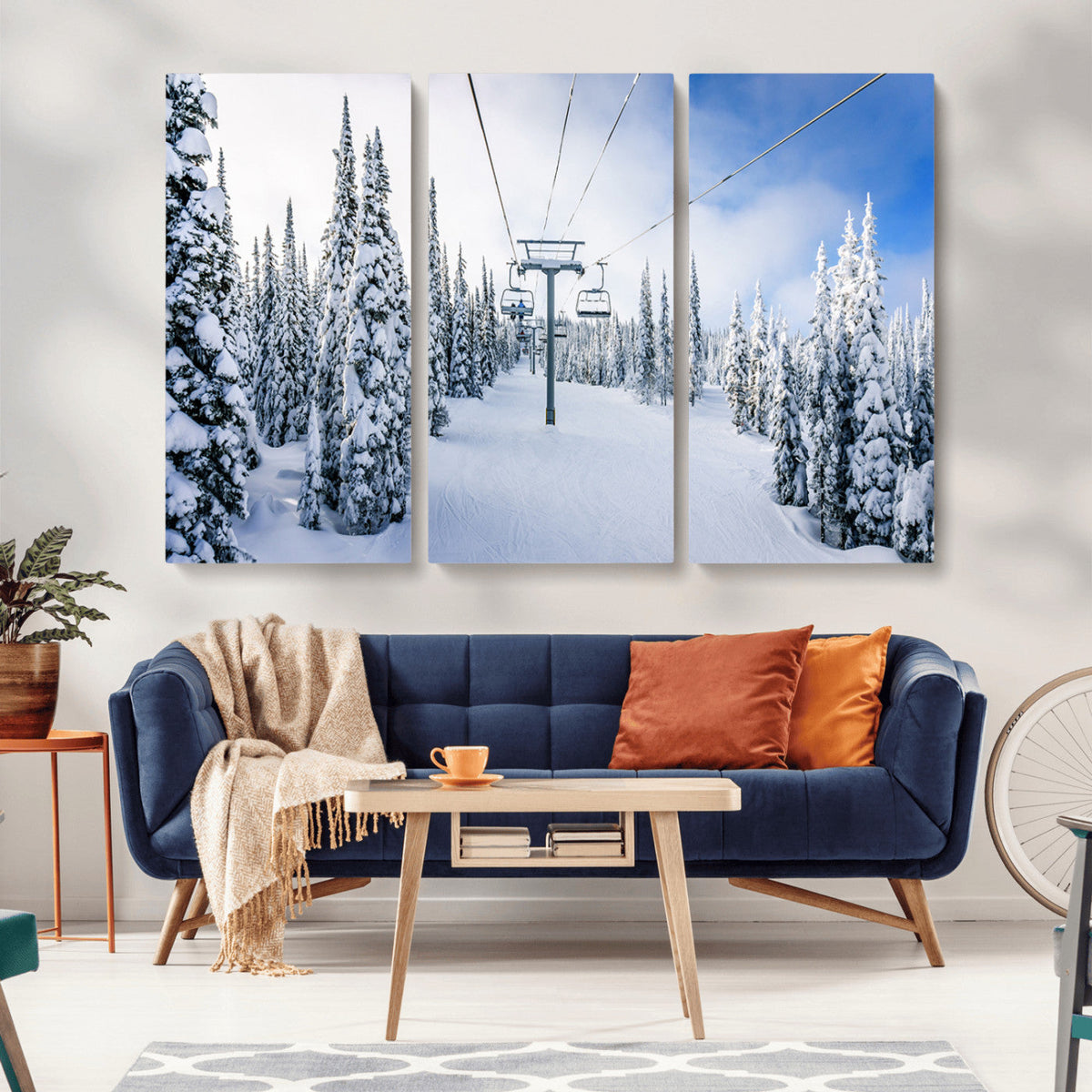 Winter Ski Lift Wall Art Print - Landscape Wall Art | Snowy