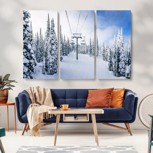 Winter Ski Lift Wall Art Print - Landscape Wall Art | Snowy
