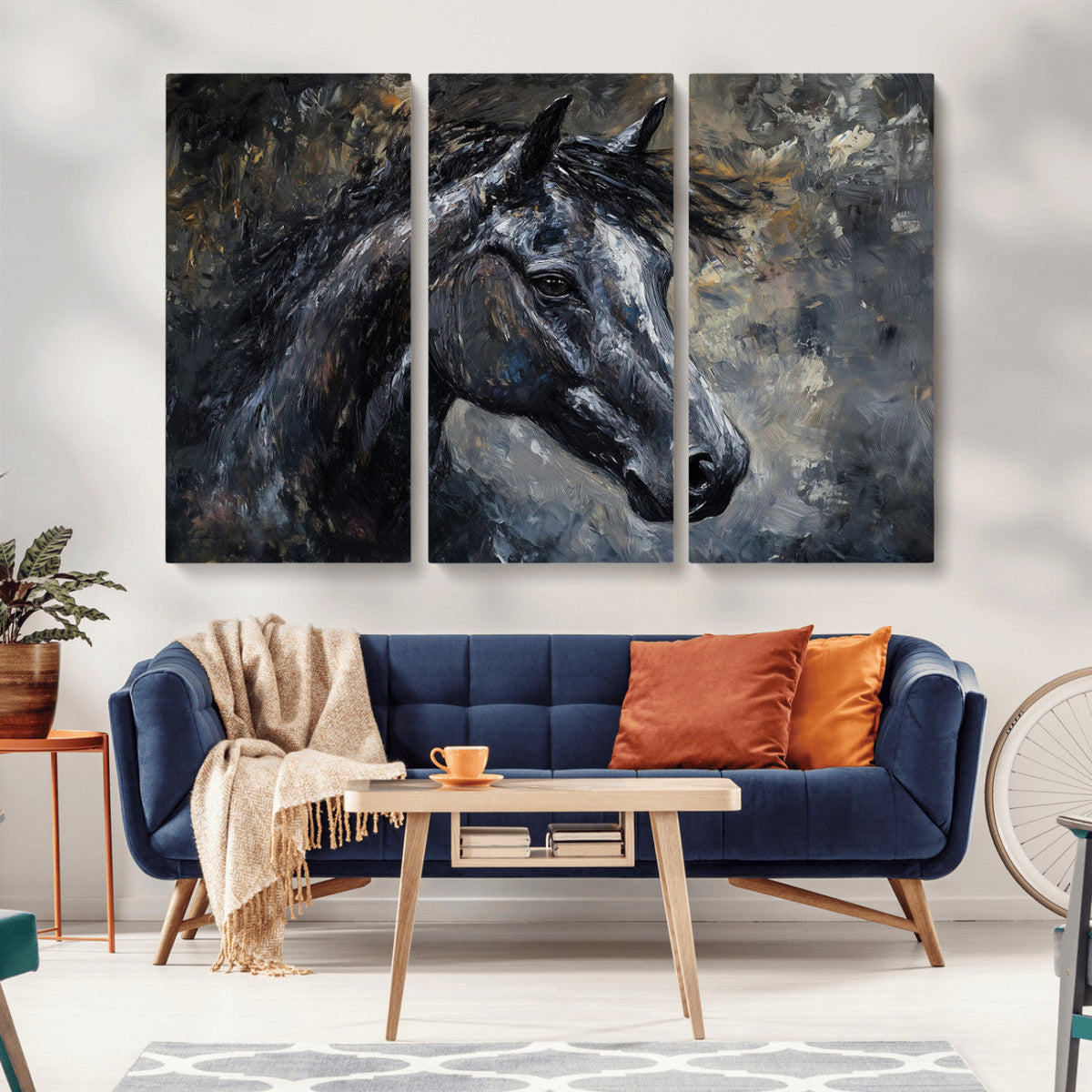 Large Abstract Horse Wall Art Canvas Print | Farmhouse Wall