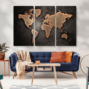 World Map Canvas Print – Framed Travel Map Wall Art for