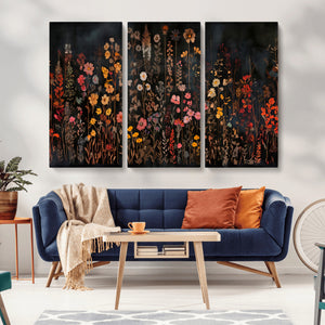 Large Floral Painting Print Illustration Flowers Canvas Wall