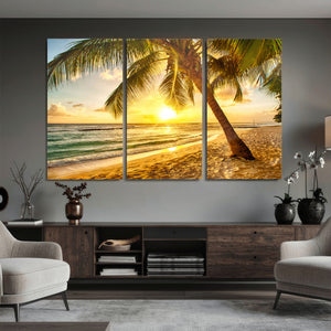 Beach Sunset Canvas Wall Art Print - Tropical Beach Canvas