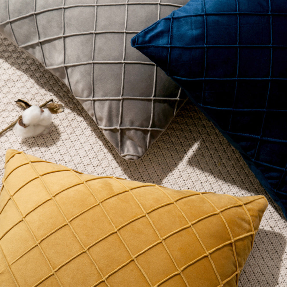 20''x20'' Quilted Velvet Throw Pillow  | 6 Colors – Soft & Stylish Diamond Stitch Design | Modern Couch & Bedroom Accent | Insert Included
