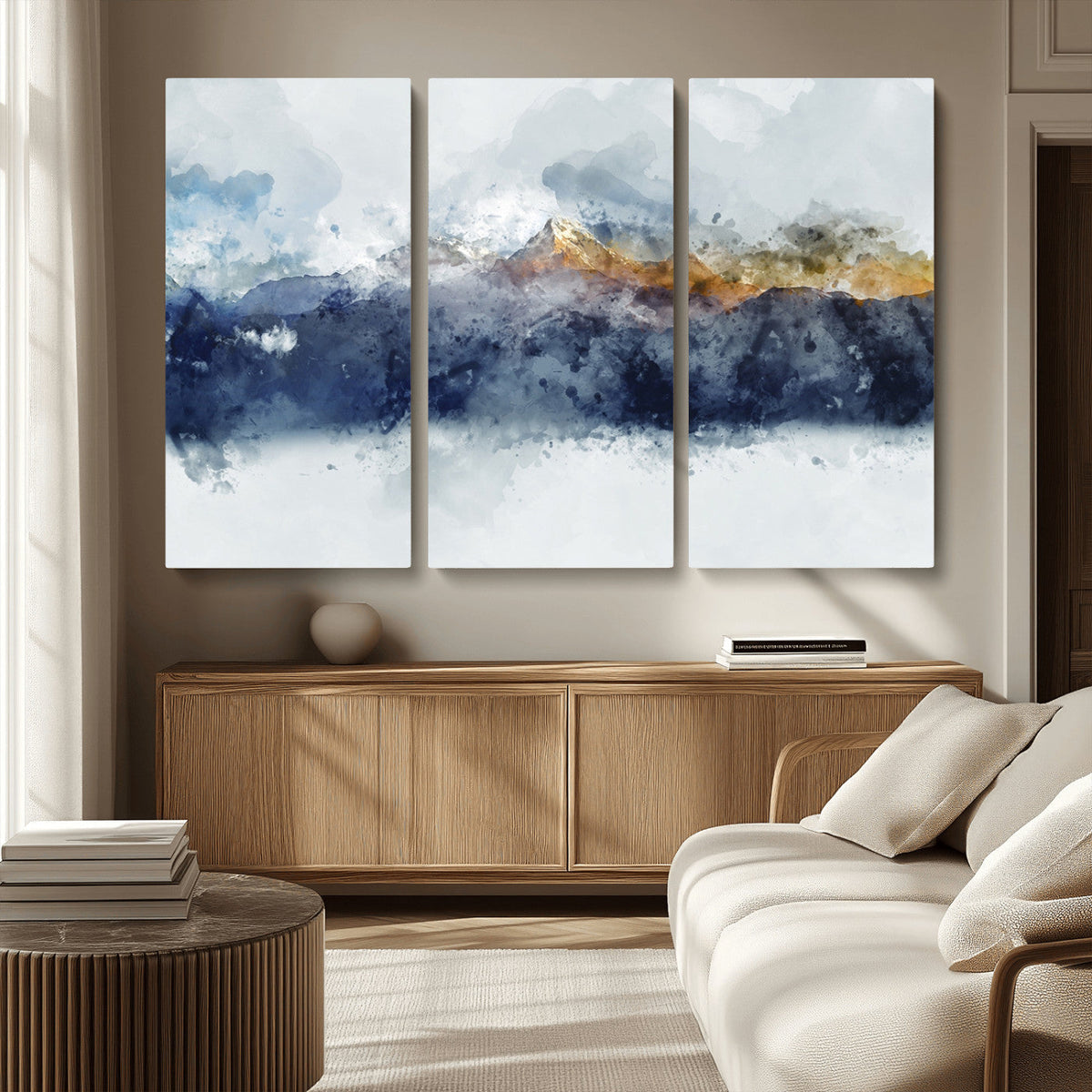 Abstract Mountain Range Art Canvas Print | 3 Panel