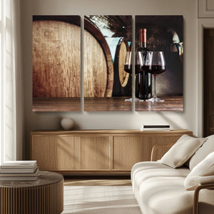 Wine and Barrel Wall Art Canvas Print