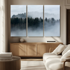 Autumn and Misty Trees in the Forest Wall Art Canvas Print,