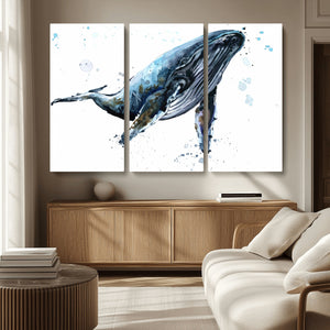 Watercolor Whale Wall Art Canvas Print