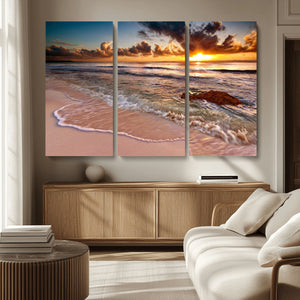 Sunset on Ocean Wall Art Canvas Print