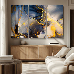 Large Abstract Wall Art Print -  Gold and Blue Abstract