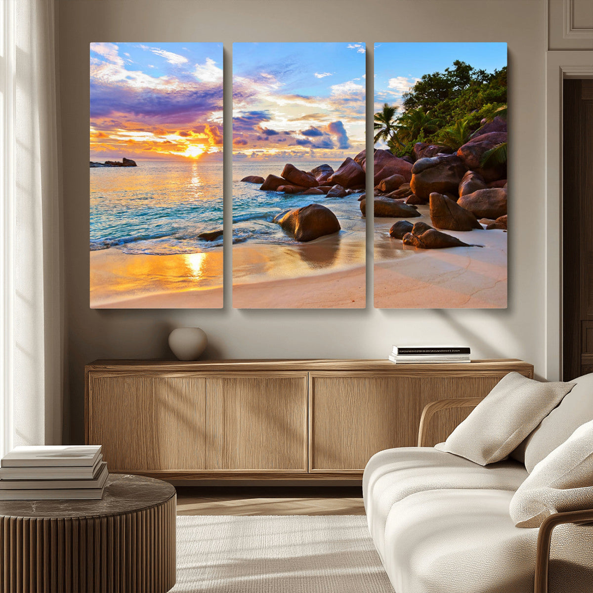 Tropical Island Beach Sunset Canvas Print