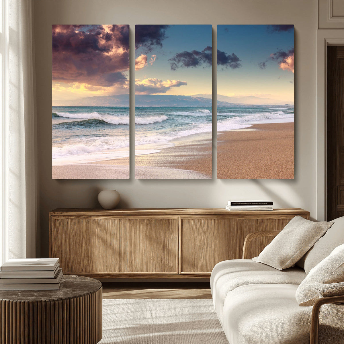 Cloudy Weather Beach Sunset Canvas Print | Sunrise Wall Art