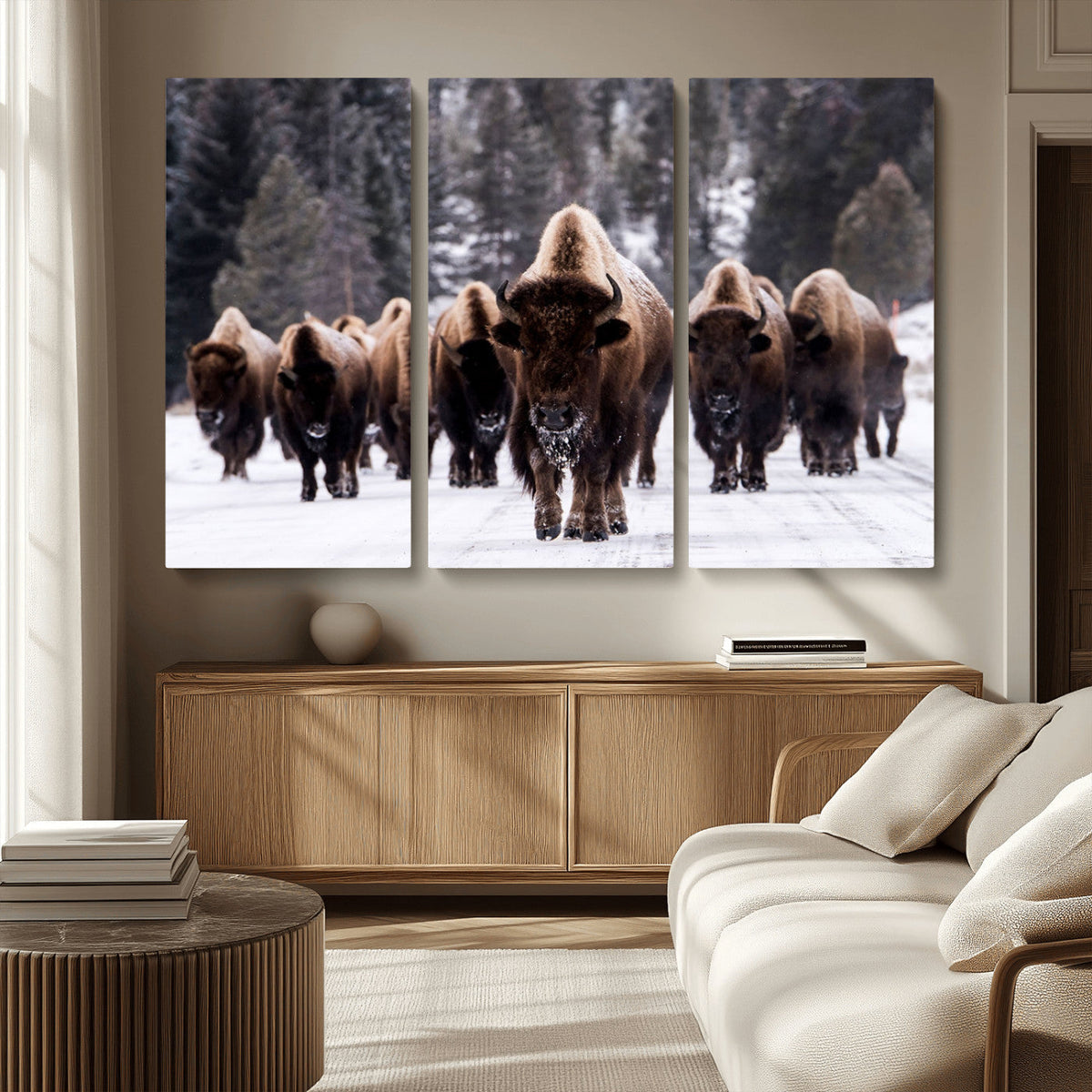 Bison Wall Art Canvas Print- Bison Herd Canvas Wall Art –