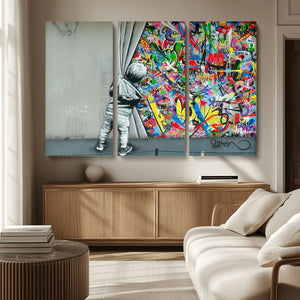 Banksy Colorful Street Graffiti Canvas Wall Art Print,