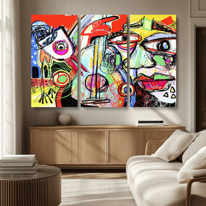Picasso Style Art Abstract Canvas Wall Art Print , Colorful
