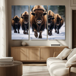 Buffalo Wall Art Canvas Print, American Bison Herd Wall Art