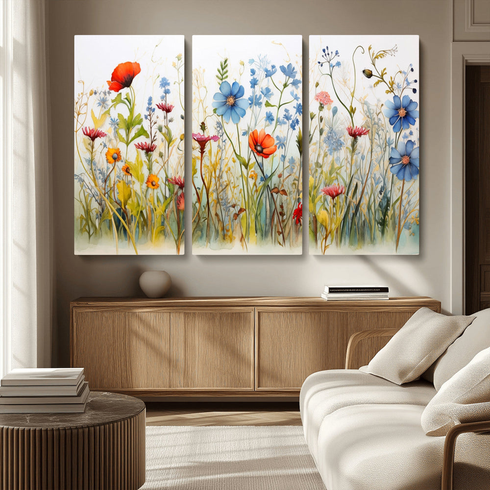 Colorful Wildflower Canvas Wall Art - Vibrant Floral