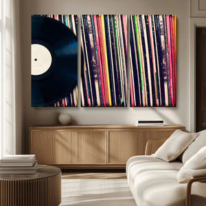Vinyl Record and Album Collection Canvas Wall Art - Retro