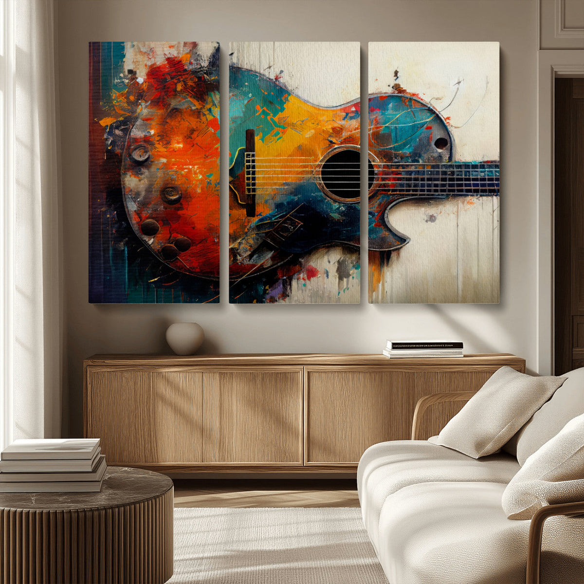 Abstract Guitar Wall Art Canvas | Vibrant Music-Inspired Art
