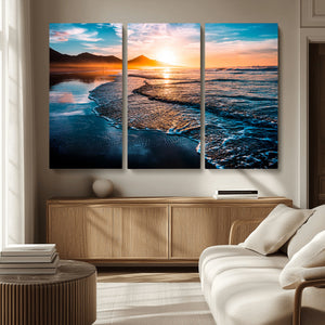 Sunset Beach Ocean Canvas Wall Art – Tranquil Ocean
