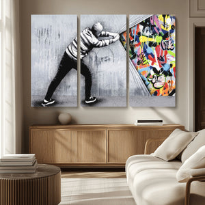 Banksy Art Behind the Curtain Street Wall Art Canvas Print |