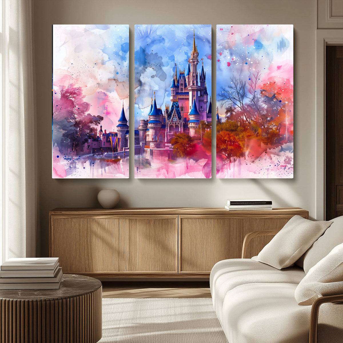Disney Wall Art: Dreamy Watercolor Cinderella Castle Canvas