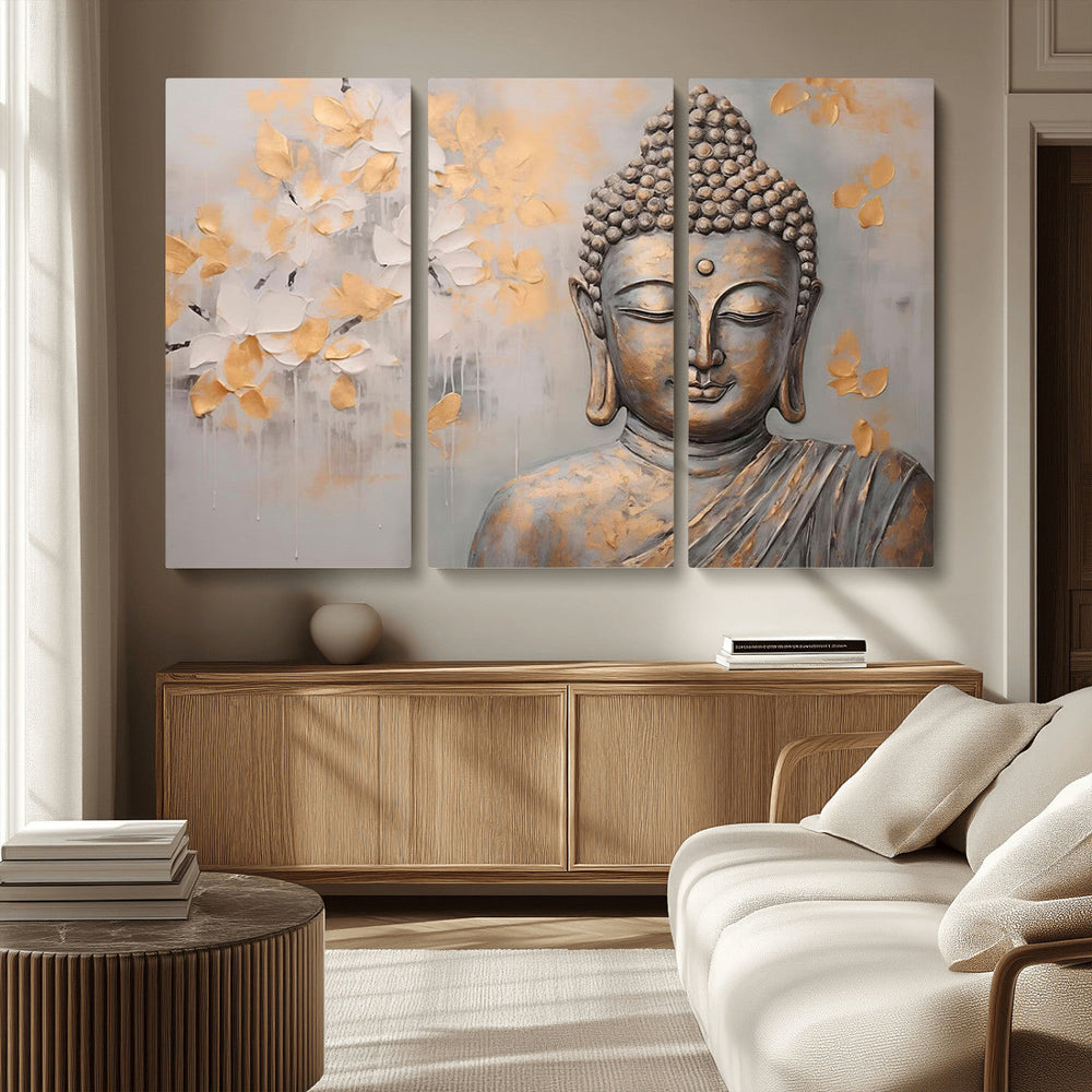 Abstract Buddha Statue Wall Art Canvas Print - Modern