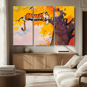 Calvin and Hobbes Tree Scene Canvas Print | 3 Panel Large