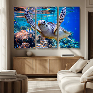 Underwater Sea Turtle Wall Art Canvas Print – Vibrant Ocean
