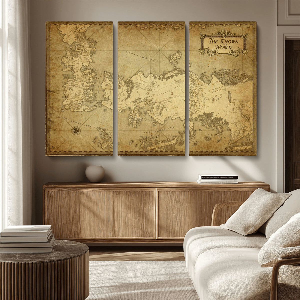 Vintage Game of Thrones Map Wall Art | Westeros and Essos