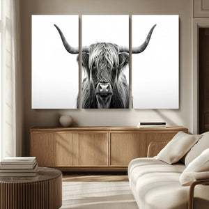 Highland Wall Art Canvas Print – Minimalist Black and White