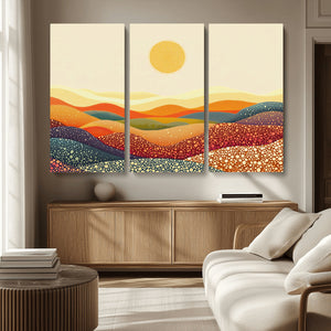 YAYOI KUSAMA Colorful Dot Art Landscape Canvas - Framed