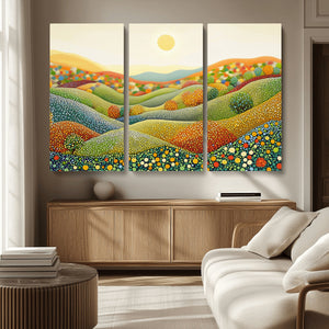 YAYOI KUSAMA Colorful Dot Art Landscape Canvas - Framed