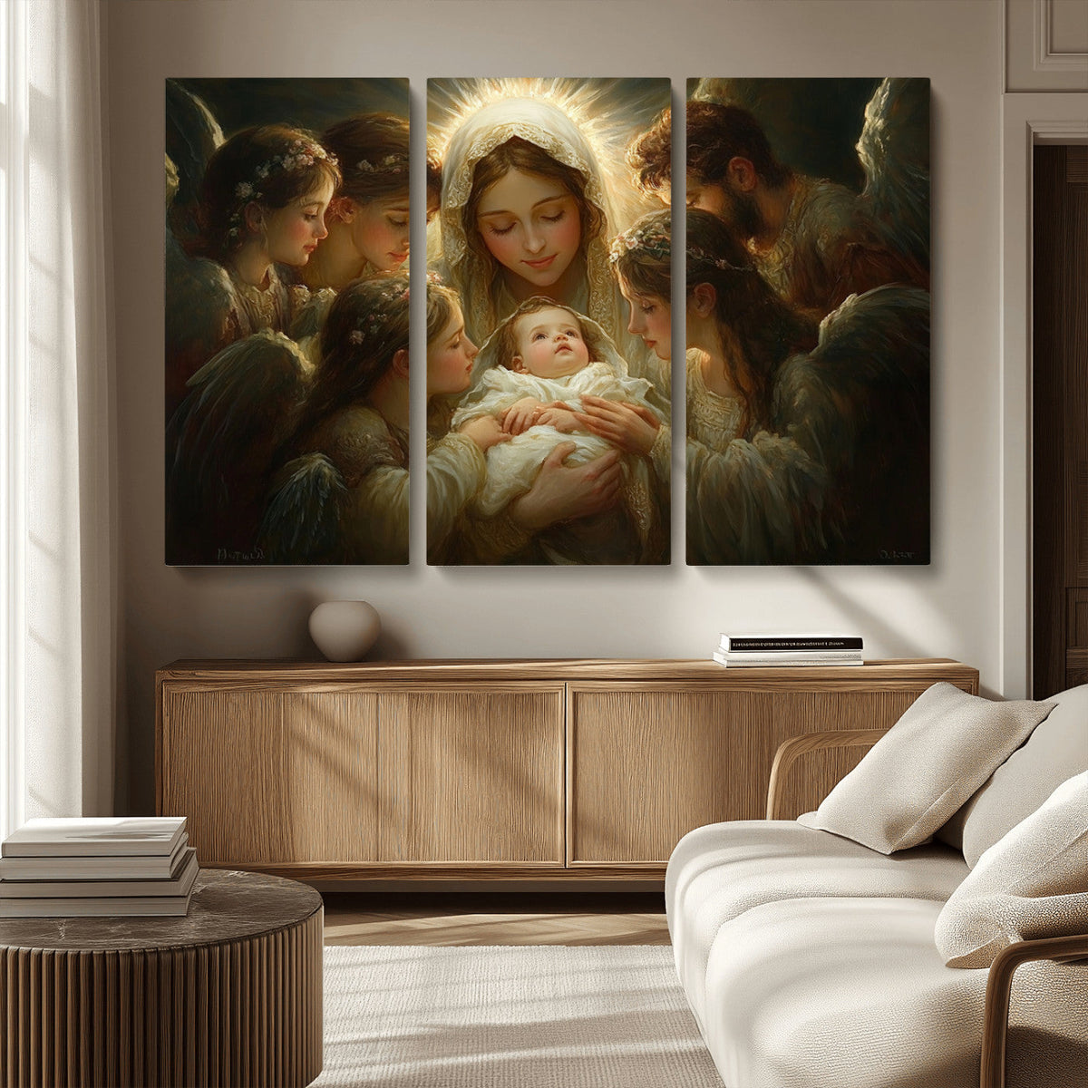 Mary Jesus Canvas Wall Art Print - Madonna and Child with