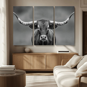 Texas Longhorn Wall Art Canvas Print – Framed Western Bull