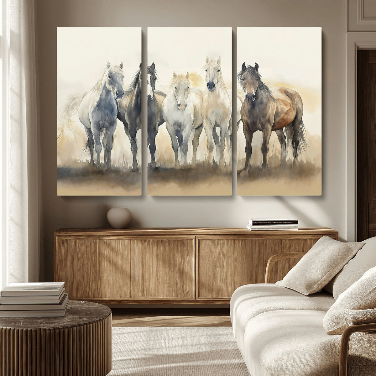 Wild Horses Wall Art Canvas Print, Framed Running Horses Art