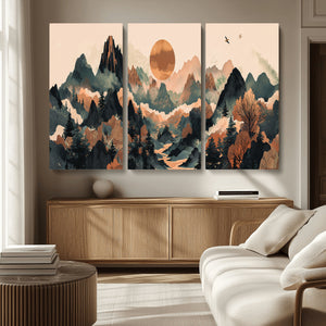Wood Mountain Landscape Wall Art Canvas Print – Framed