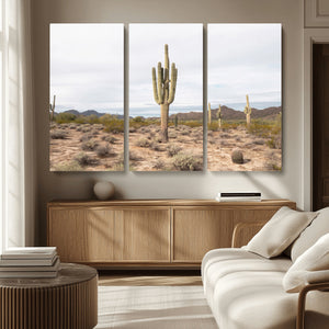 Saguaro Cactus Wall Art – Framed Desert Canvas Artwork,