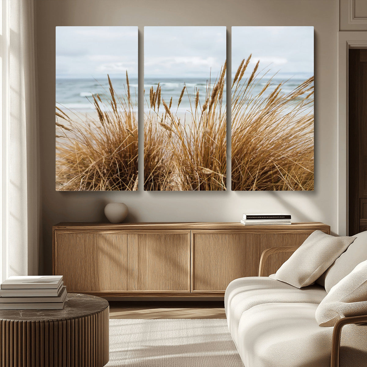 Beach Grass Wall Art Canvas Print – Framed Coastal Dunes Art