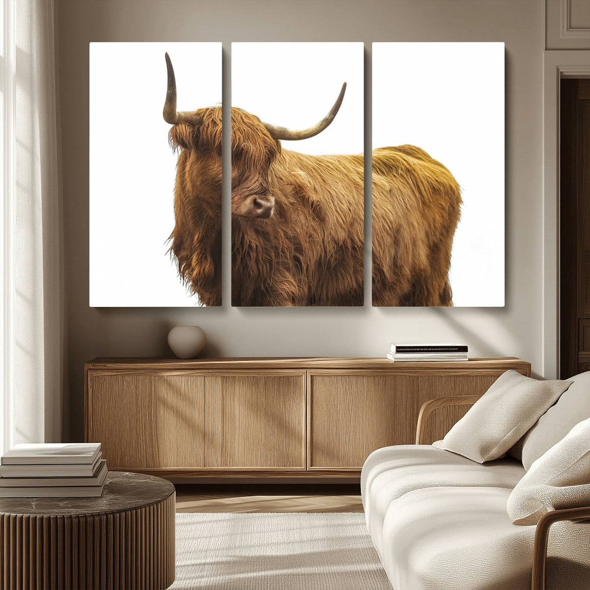 Highland Cow Wall Art Canvas Print – Framed Farmhouse Rustic